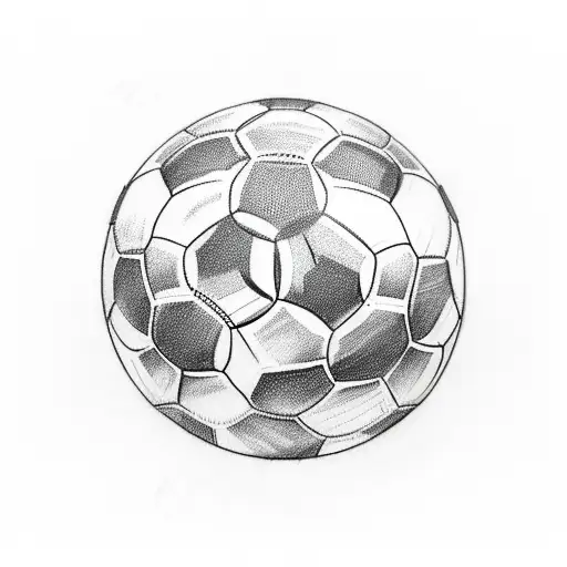 A sketch-style tattoo of a soccer ball with the skyline of London incorporated into the design tattoo design idea