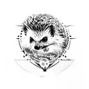 hedgehog trapped in an hourglass  tattoo design idea
