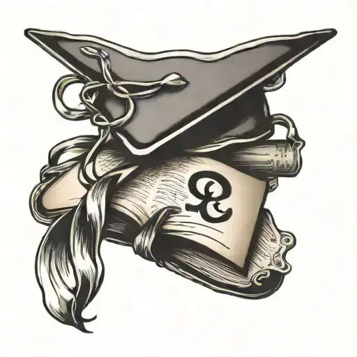 graduation cap open book infinity symbol intertwined   tattoo design idea