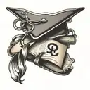 graduation cap open book infinity symbol intertwined   tattoo design idea