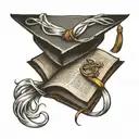 graduation cap open book infinity symbol intertwined   tattoo design idea
