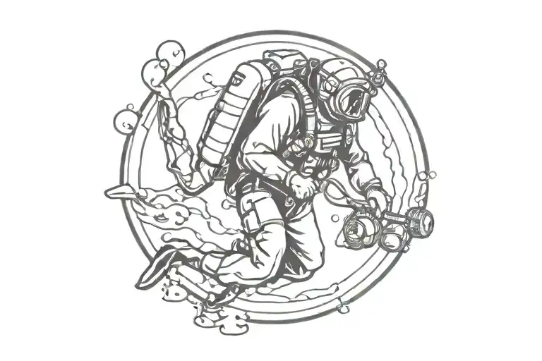 scuba diver tattoo design idea