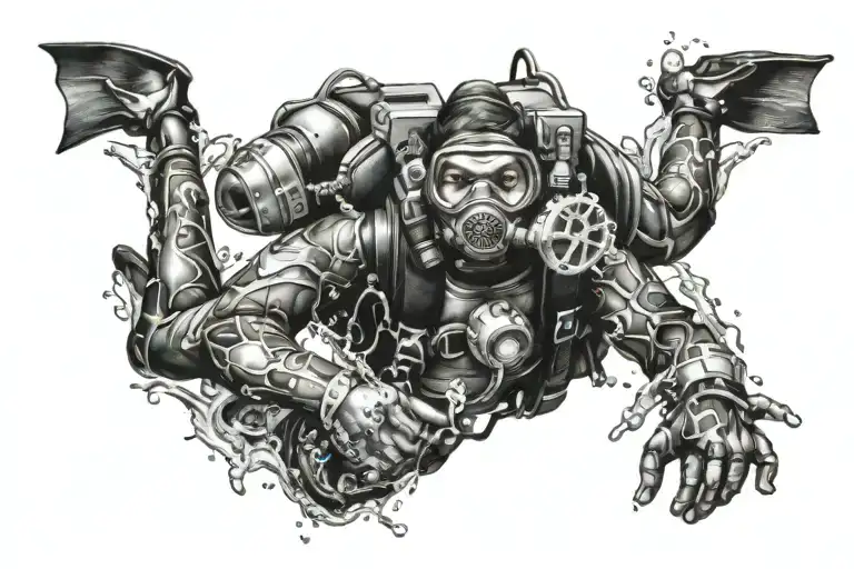 scuba diver tattoo design idea