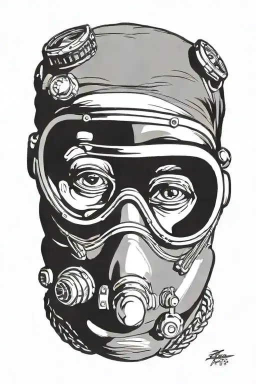 scuba diver face with goggles looking straight ahead tattoo design idea