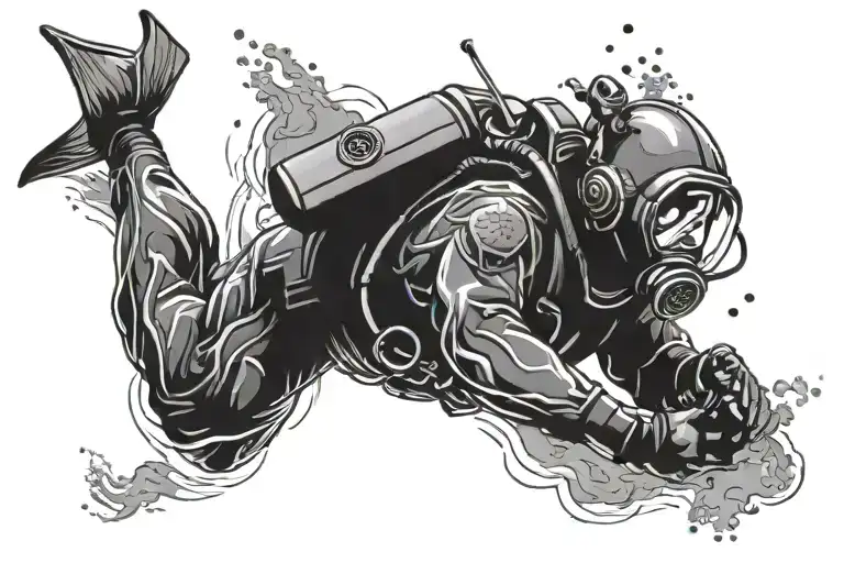 scuba diver tattoo design idea