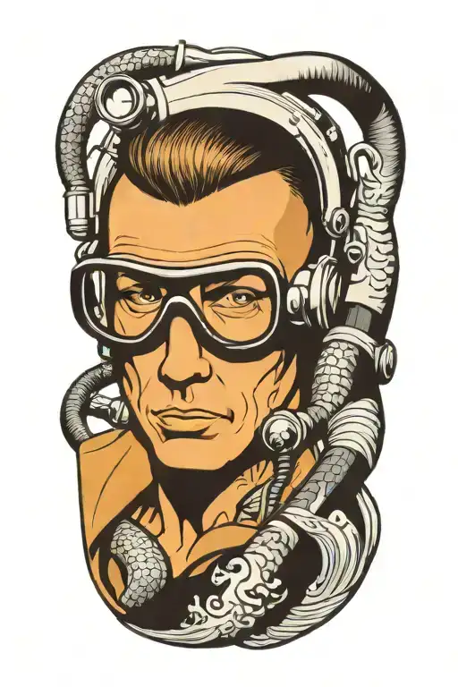 scuba diver 1950s tattoo design idea