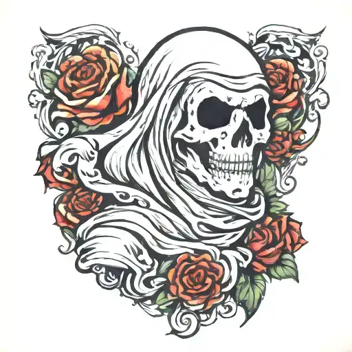 ghost covered in sheet tattoo design idea