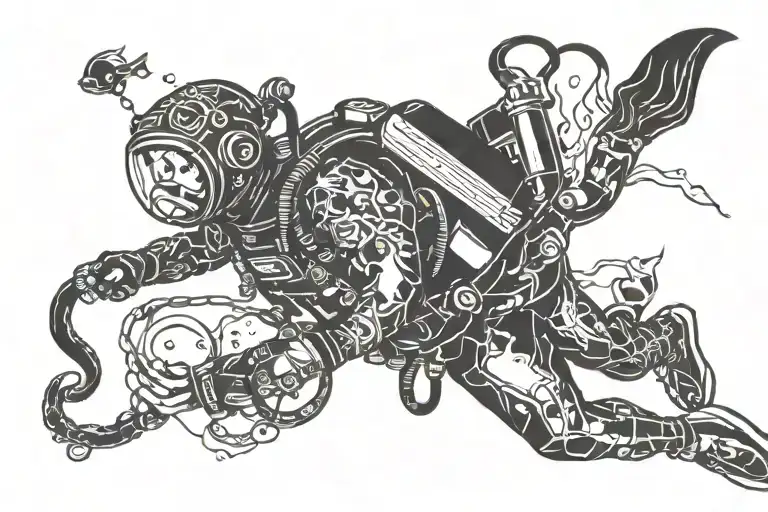 scuba diver tattoo design idea