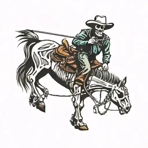 cool skeleton cowboy tattoo design idea