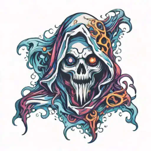 ghost covered in sheet tattoo design idea