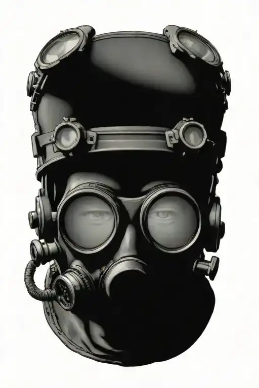 scuba diver head with goggles and respirator tattoo design idea