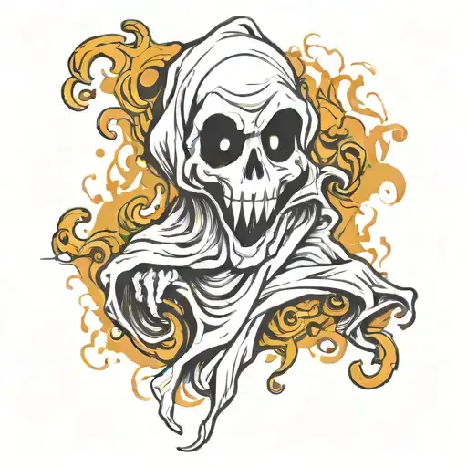 ghost covered in sheet tattoo design idea