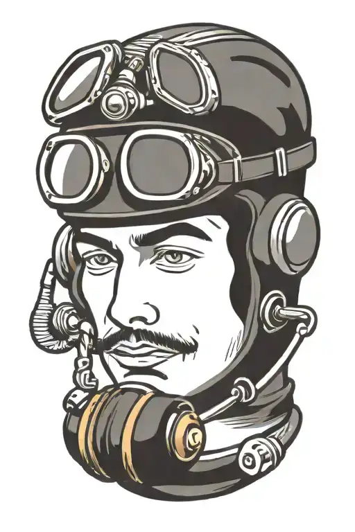 scuba diver face in sailor jerry style tattoo design idea