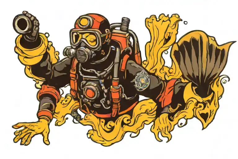 scuba diver tattoo design idea