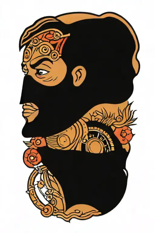 scuba diver face in sailor jerry style tattoo design idea