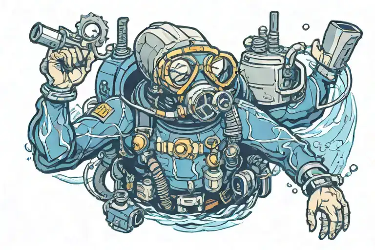 scuba diver tattoo design idea