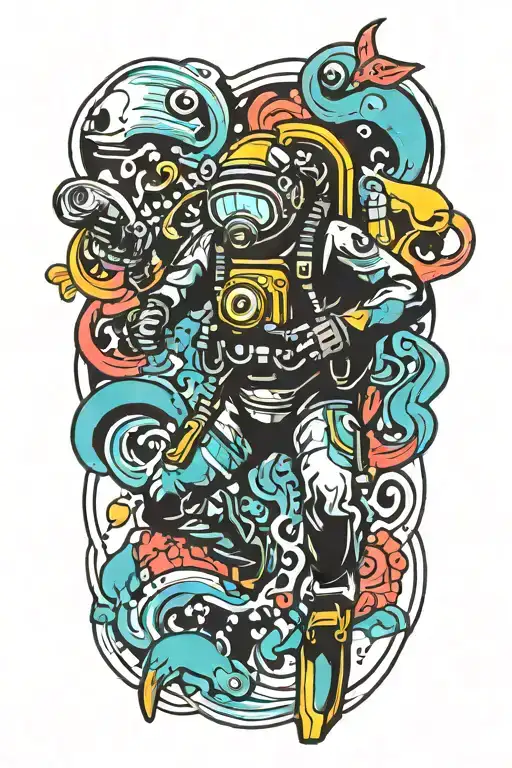 scuba diver tattoo design idea