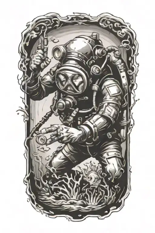 scuba diver tattoo design idea