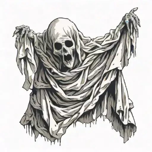 ghost covered in sheet tattoo design idea