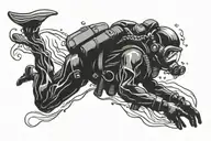 scuba diver tattoo design idea