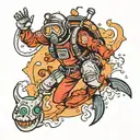 scuba diver in American traditional tattoo style flash art tattoo design idea