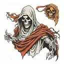 ghost covered in sheet tattoo design idea