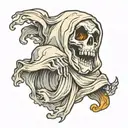 ghost covered in sheet tattoo design idea