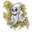ghost covered in sheet tattoo design idea