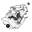 A creative interpretation of the Jamaican map with a portrait of your grandma and the words 'Grandma B' incorporated tattoo design idea