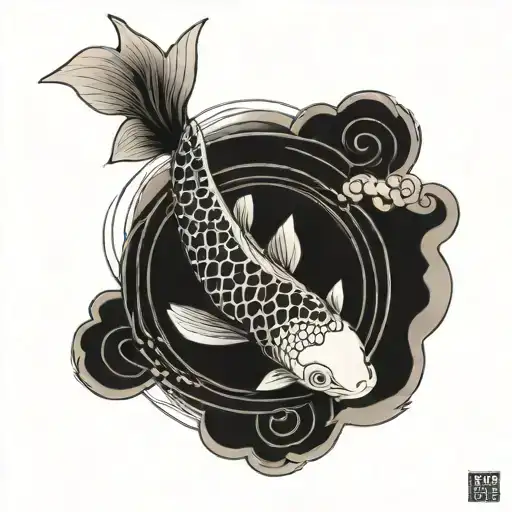 Japanese style tattoo, koi carp in patterns on the forearm tattoo design idea