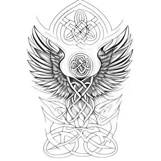 Celtic Chromatic Phoenix Wings tattoo design idea
