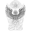 Celtic Chromatic Phoenix Wings tattoo design idea