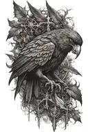 Cross blackbird demons tattoo design idea