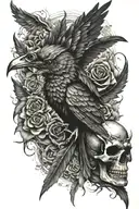 Cross blackbird demons tattoo design idea