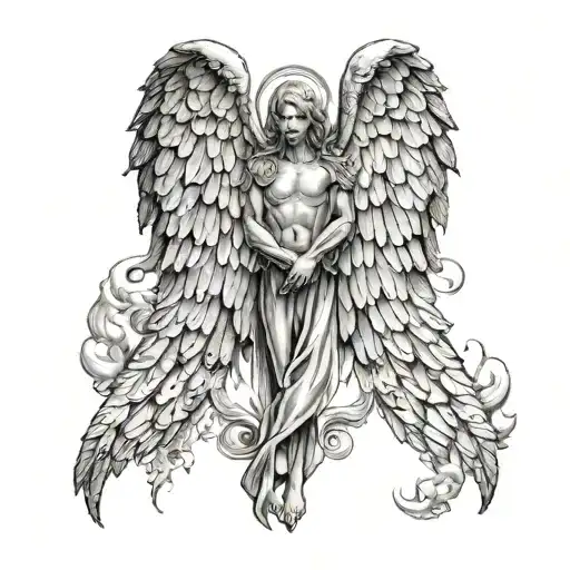 realistic angel devil wings with illumination main tattoo design idea