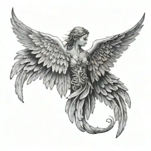 realistic angel devil wings  not person just this wings  for neck  tattoo design idea
