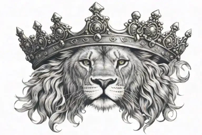 Leo zodiac symbol wearing crown tattoo design idea