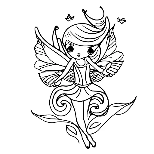 fairy on flower tattoo design idea