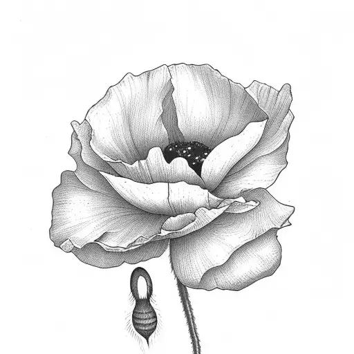 poppy Flower with semi colon tattoo design idea