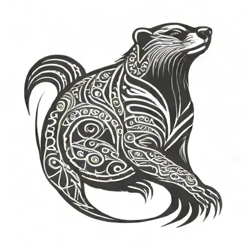 honey badger and moon tattoo design idea