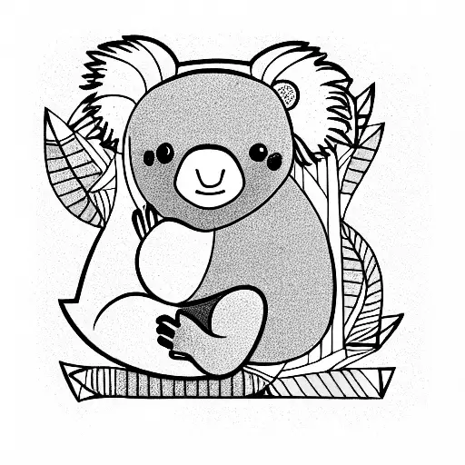 Koala hugging tree tattoo design idea