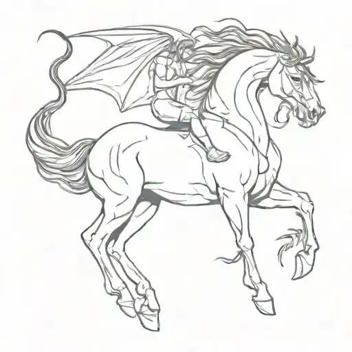 centaur and dragon flying tattoo design idea