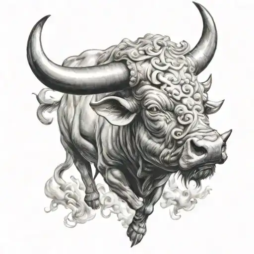 heaven and hell bull tattoo design idea