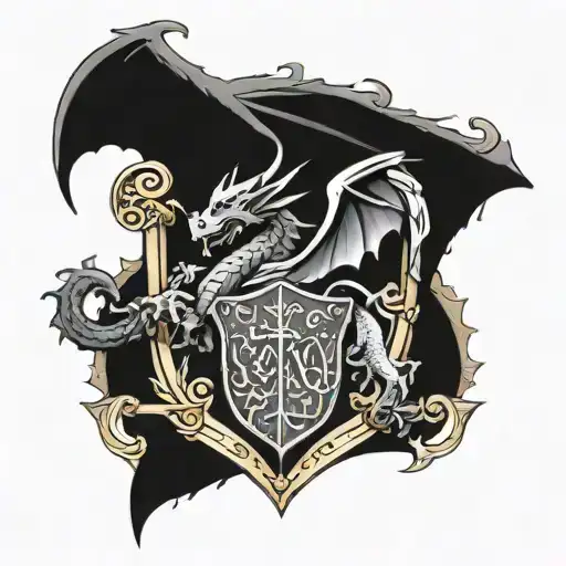 family crest with dragon and magna carta tattoo design idea