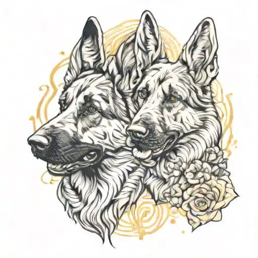 german shepherd dogs tattoo design idea