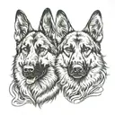 two heads of haunted  german shepherd dogs tattoo design idea