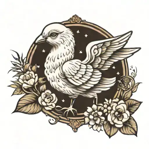 dove and parable of the lost sheep tattoo design idea