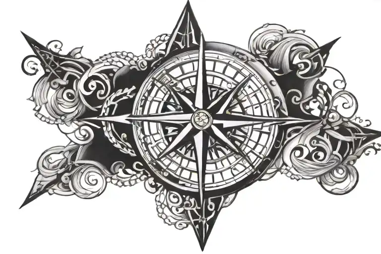 norse compass intertwined tattoo design idea