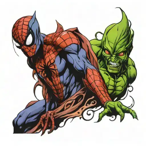 Spiderman and green goblin tattoo design idea