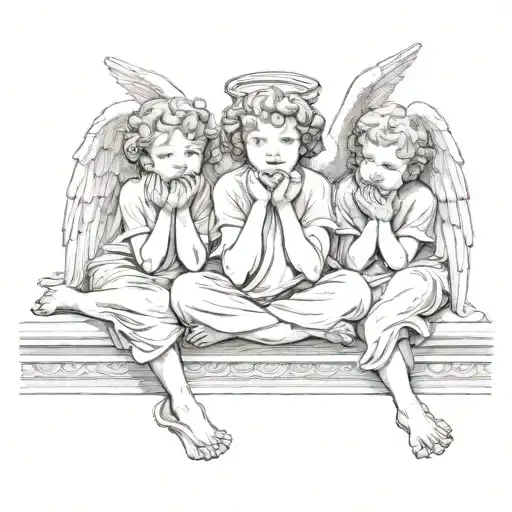 angels see no evil speak no evil hear no evil tattoo design idea